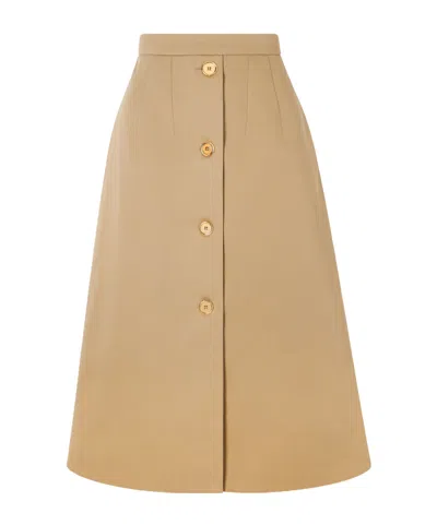 Patou Button-fastening Midi Skirt In Brown