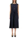 Patou Buttoned-up Midi Dress In Blue