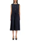 Patou Buttoned-up Midi Dress In Blue