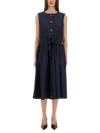 Patou Buttoned-up Midi Dress In Blue