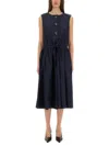 Patou Buttoned-up Midi Dress In Blue