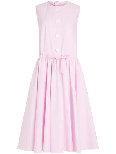 Patou Button-up Poplin Midi Dress In 粉色