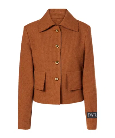 Patou Button-down Long-sleeved Casual Jacket In Brown