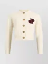 Patou Buttoned Knitwear Cardigan With Ribbed Accents In Neutral