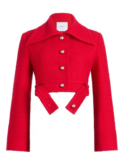 Patou Buttoned Tie-waist Jacket In Red
