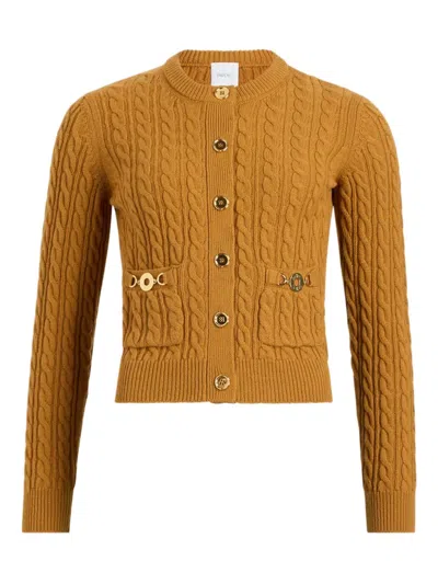Patou Cable-knit Buttoned Cardigan In Brown