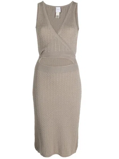 Patou Cable-knit Cut-out Dress In Fango