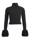 Patou Sweater With Fringes In Wool And Cashmere In Black