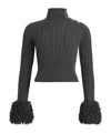 Patou Cropped Fringed Cable-knit Merino Wool And Cashmere-blend Sweater In Gray