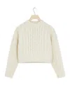 Patou Cropped Cable-knit Wool And Cashmere-blend Sweater In White