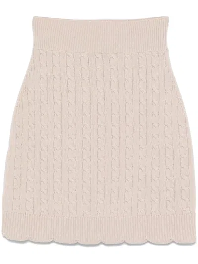 Patou Cable-knit Merino Wool Mini Skirt In Neutrals