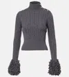 Patou Cropped Fringed Cable-knit Merino Wool And Cashmere-blend Sweater In Gray