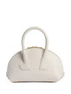 Patou Rounded White Calfskin Handbag With Gold Accents In White