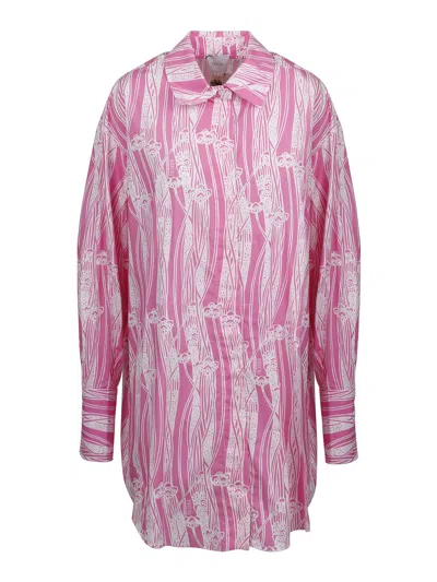 Patou Printed Poplin Chemisier Dress In Pink