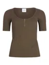 Patou Scoop-neck Ribbed Knit Top In Brown