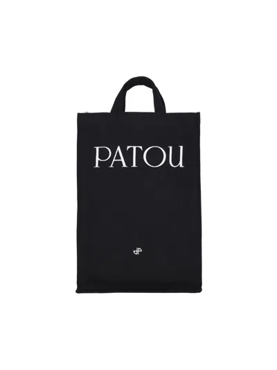 Patou Canvas Tote Bag In Black
