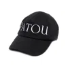 Patou Curved Peak Black Cap With Embroidered Logo In Black