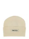 Patou Knit Hat With Ribbed Cuff Design In White