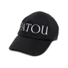 Patou Curved Peak Black Cap With Embroidered Logo In Black