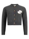 Patou Jp Monogram Intarsia Wool And Cashmere Cropped Cardigan Clothing In Gray