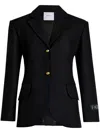 Patou Logo Oversize Wool Blend Serge Jacket In Black