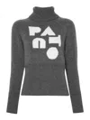 Patou Cashmere Blend Jumper Logo Inlay In Grey