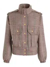 Patou Checked Virgin Wool Jacket In Brown
