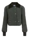 Patou Quilted Velvet Collar Cropped Blouson In Black
