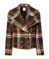 Patou Checked Double-breasted Wool-blend Jacket In Brown