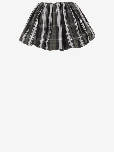 Patou Check Pattern Flared Skirt In Black
