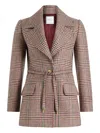 Patou Checked Belted Blazer In Multi