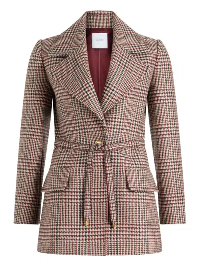 Patou Checked Belted Blazer In Pink