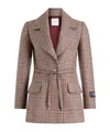Patou Checked Belted Jacket In Gold