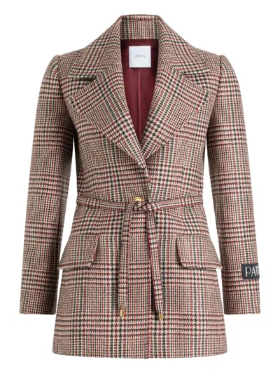 Patou Checked Belted Jacket In Multi