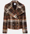 Patou Checked Double-breasted Wool-blend Jacket In Brown