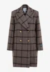 Patou Grey Checkerboard Wool Soft Tailored Coat In Gray