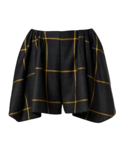 Patou Checked Virgin Wool Shorts In Green