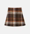 Patou Checked Wool-blend Mini Skirt In Brown