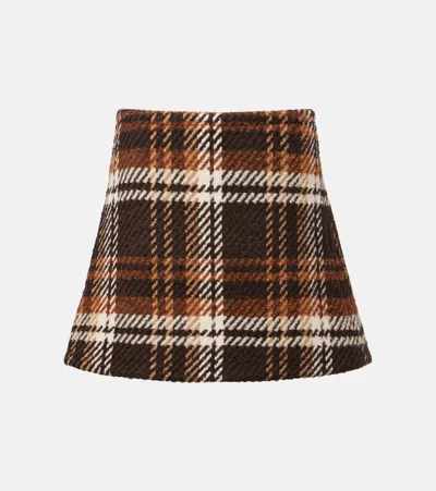 PATOU CHECKED WOOL-BLEND MINISKIRT