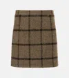 Patou Mini Skirt Wool Blend Checked Pattern In Grey