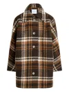Patou Checked Wool Coat In Brown