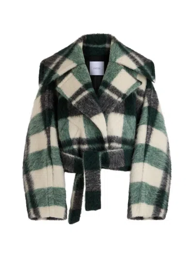 Patou Check-pattern Belted Jacket In Green