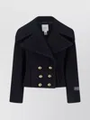Patou Cropped Double Breasted Coat With Gold Buttons In Black