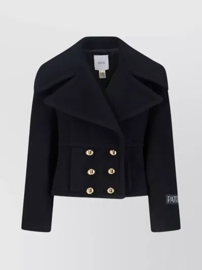 PATOU CHIC STRUCTURED JACKET GOLD BUTTON WIDE LAPEL