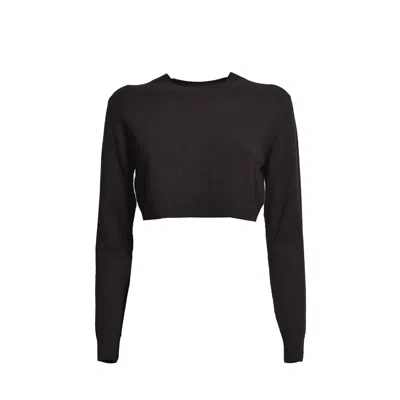 Patou Chocolate Wool And Cashmere Cropped Pullover In Brown