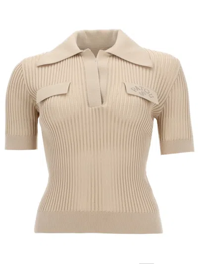 Patou Classic Women's Polo Shirt - Ss26 Mini Fit In Neutral