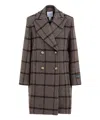 Patou Grey Checkerboard Wool Soft Tailored Coat In Grey