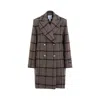 Patou Grey Checkerboard Wool Soft Tailored Coat In Grey