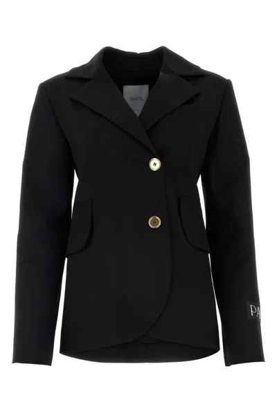 Patou Black Stretch Wool Blazer In Multi