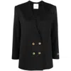 Patou Double-breasted Wool-blend Twill Blazer In Black